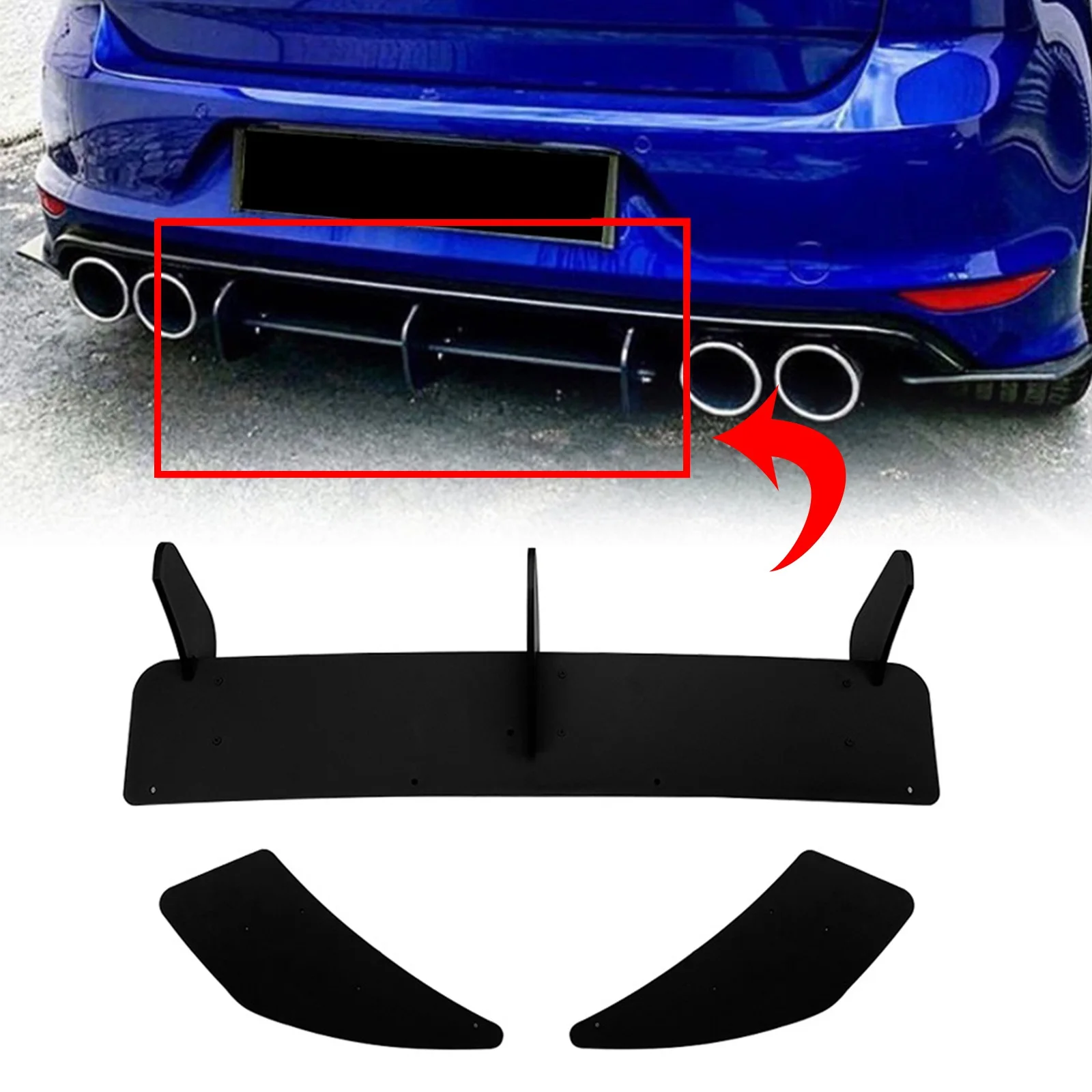 

For Volkswagen Golf 7 MK7 R Rline 2014-2017 Rear Bumper Diffuser Splitters Spoilers Lip Black ABS Car Body Kit