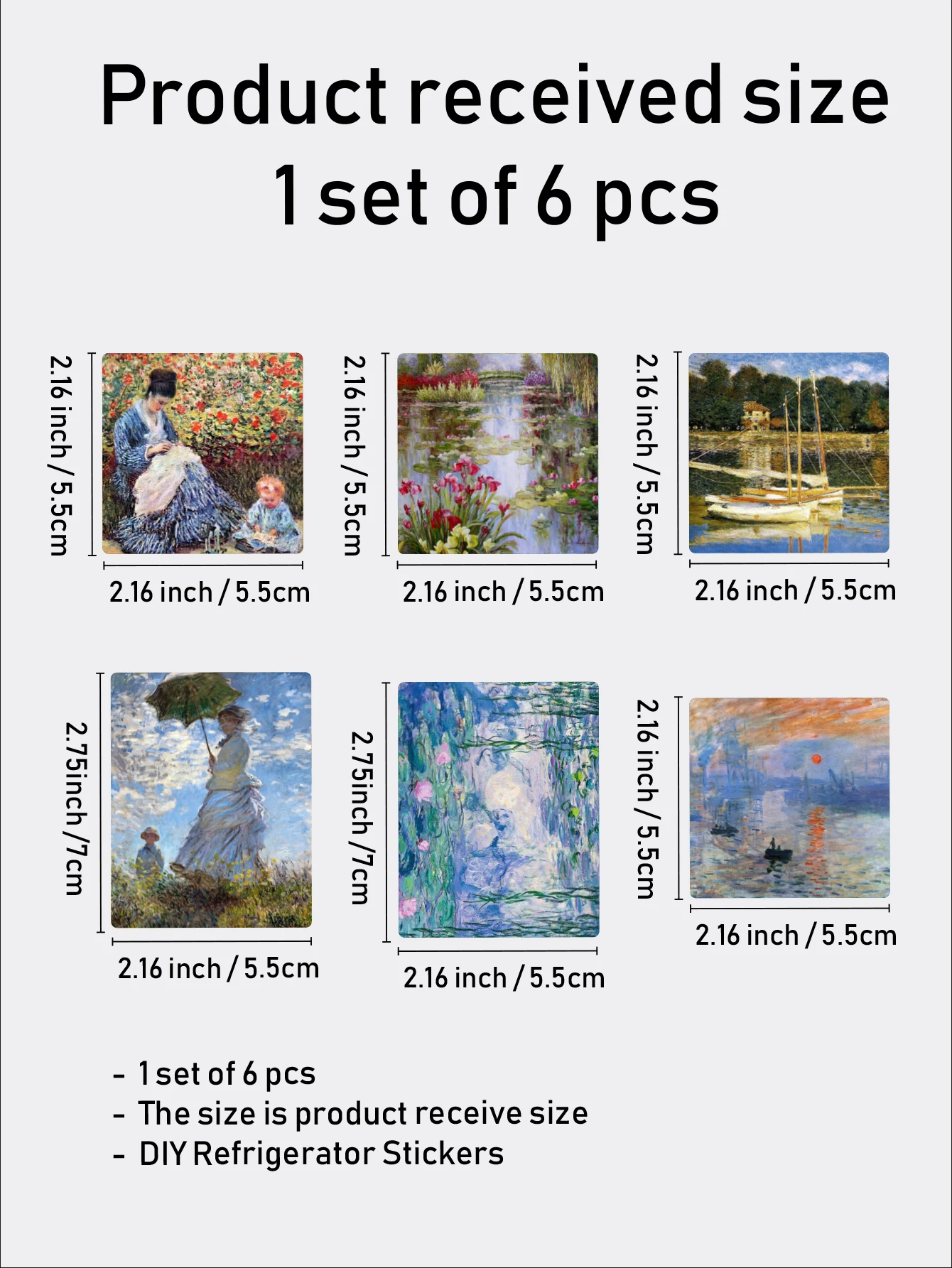 1SET/6PCS, Monet art refrigerator sticker magnetic adsorption kitchen function sticker, art style ins waterproof magnetic stick