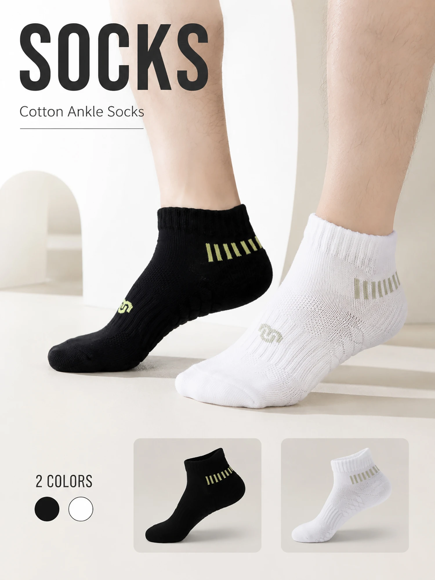 1/4Pairs Men's Athletic Ankle Socks Terry Sole Cushioned Breathable Cotton Low Cut Running Sports Non Slip Moisture Wicking Gift