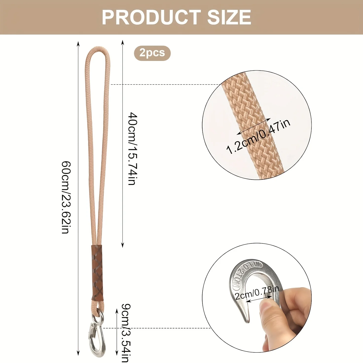 2pcs Hammock Accessory Hammock Hanging Rope, Suitable for Indoor and Outdoor Hammocks, Swings, and Essential Camping Items image 5
