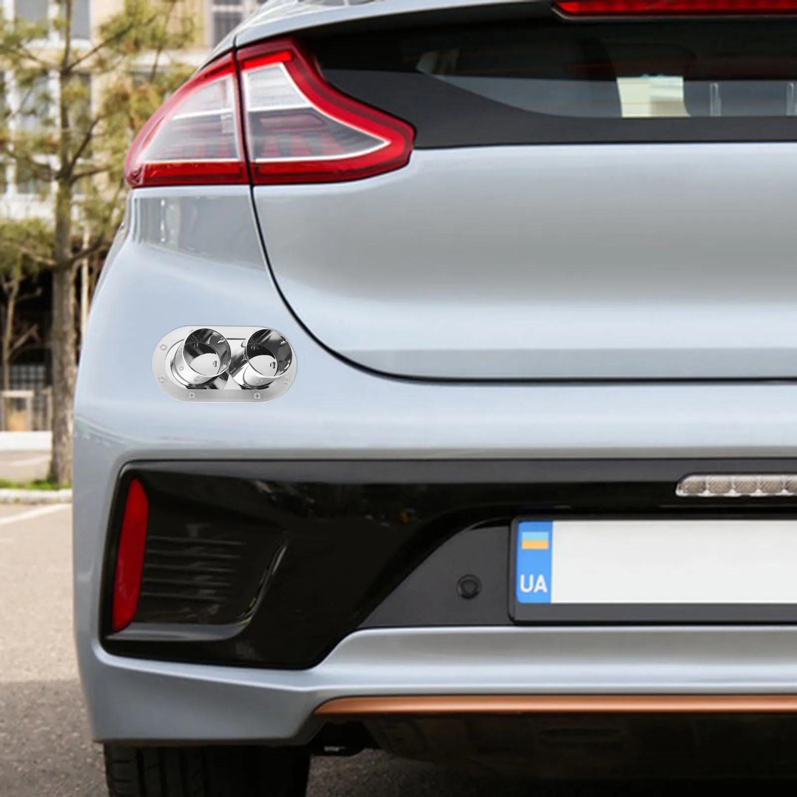 

Universal Car Dual Exhaust Decoration Sticker Self Adhesive Simulated Tail Pipe Protective Scratch Resistant Automotive Bumper