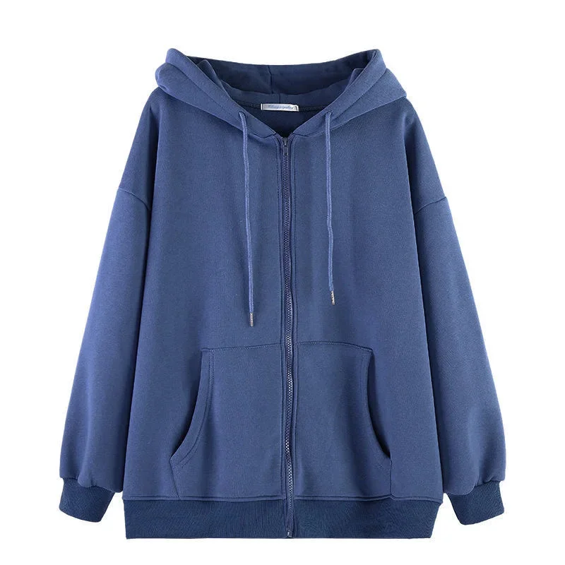 Oversize feminino hoodies casual sólido zip up moletom com capuz harajuku coreano solto casal casaco com capuz streetwear