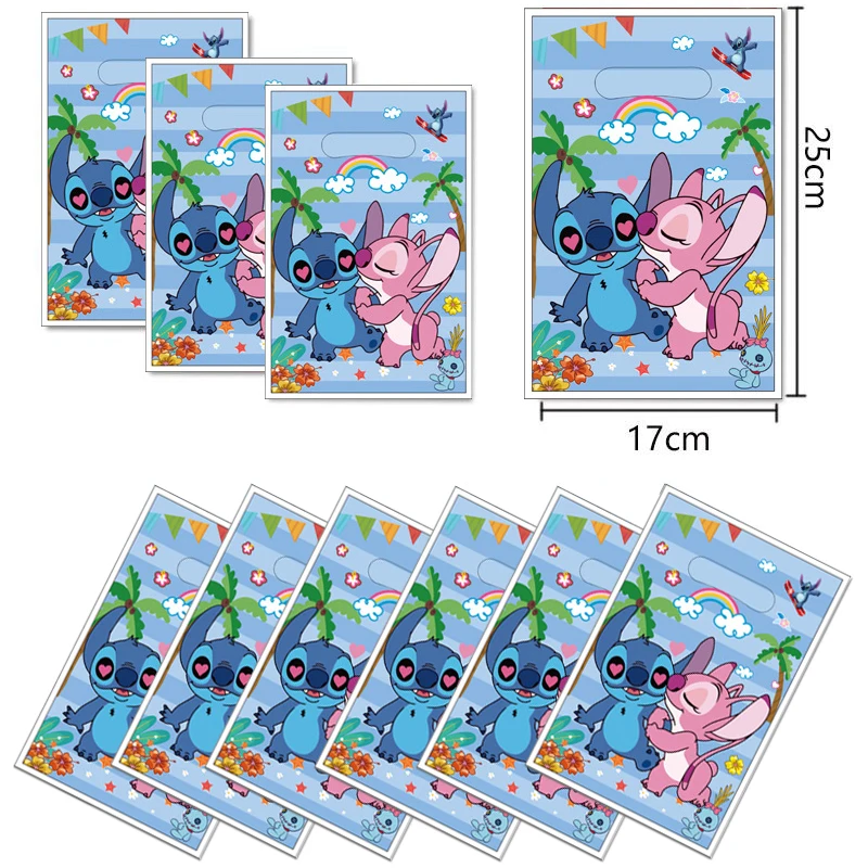 10pcs 16.5*25cm Plastic Gift Bag Stitch Princess Frozen Loot Bag Kid Boy Birthday Party Supplies Cartoon Theme Decorations