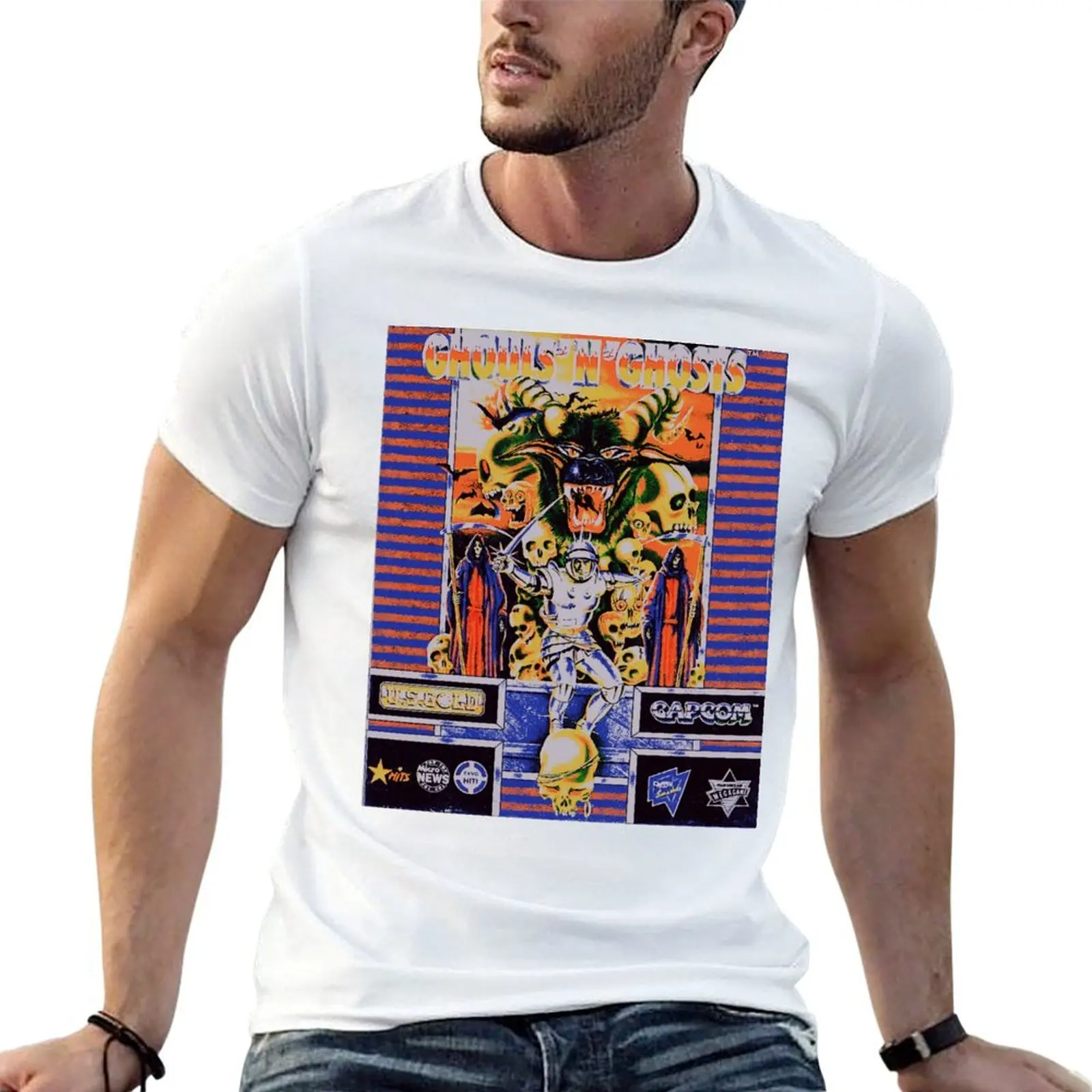 

Ghouls N Ghosts Distressed style T-Shirt t shirt man luxury t shirts for man cotton funny T-Shirt