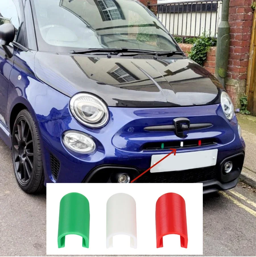 3PC Car Front Grill Covers for Fiat Abarth Front Grill Covers Decoration 595 Series 4 (2016–2024) Italian Tricolore Accessories view 2