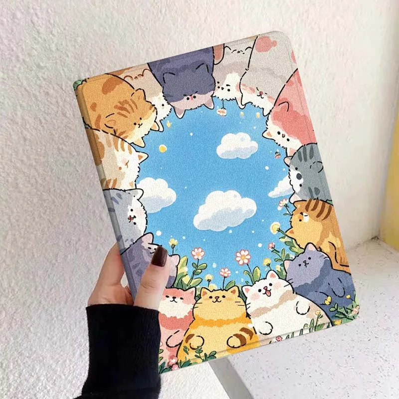 

Cartoon Cute Cat Art For Xiaoxin Lenovo Pad Tab K10 K11 M10 P12 P11 Pro GT Gen2 Plus Legion Y700 Y900 12.1 Tablet Case