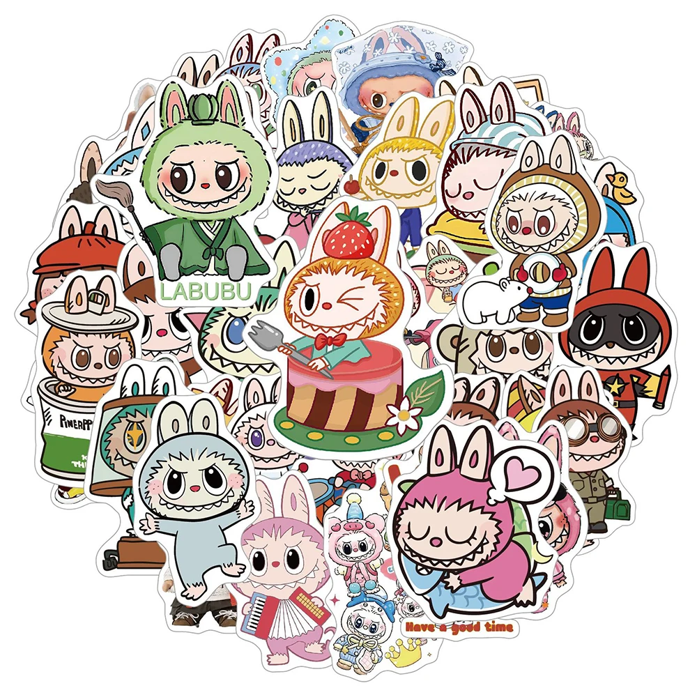 10/30/50pcs Kawaii Labubu Monster Dolls Stickers Funny Cute Cartoon Kids Decals Toy Skateboard Notebook Phone Graffiti Sticker