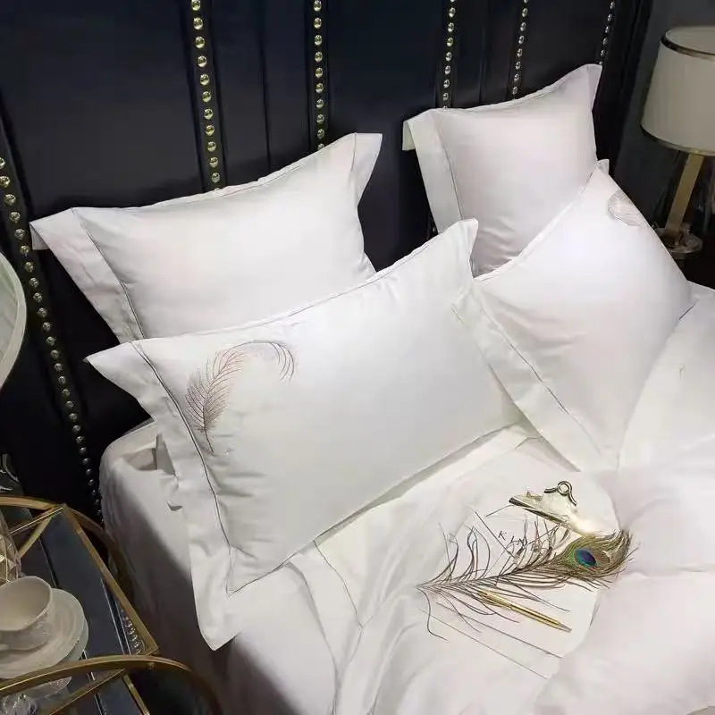 2pcs 100% Cotton Wide Edge Envelope Style Pillowcases 48x74cm Solid Color Quality Bedding  Embroidered Pillow Covers