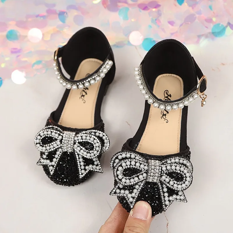 Kids Princess Sandals Sweet Bows Girls Sandals Soft Bottom Non-slip 2026 Brand New Children Dance Shoes Korean Style