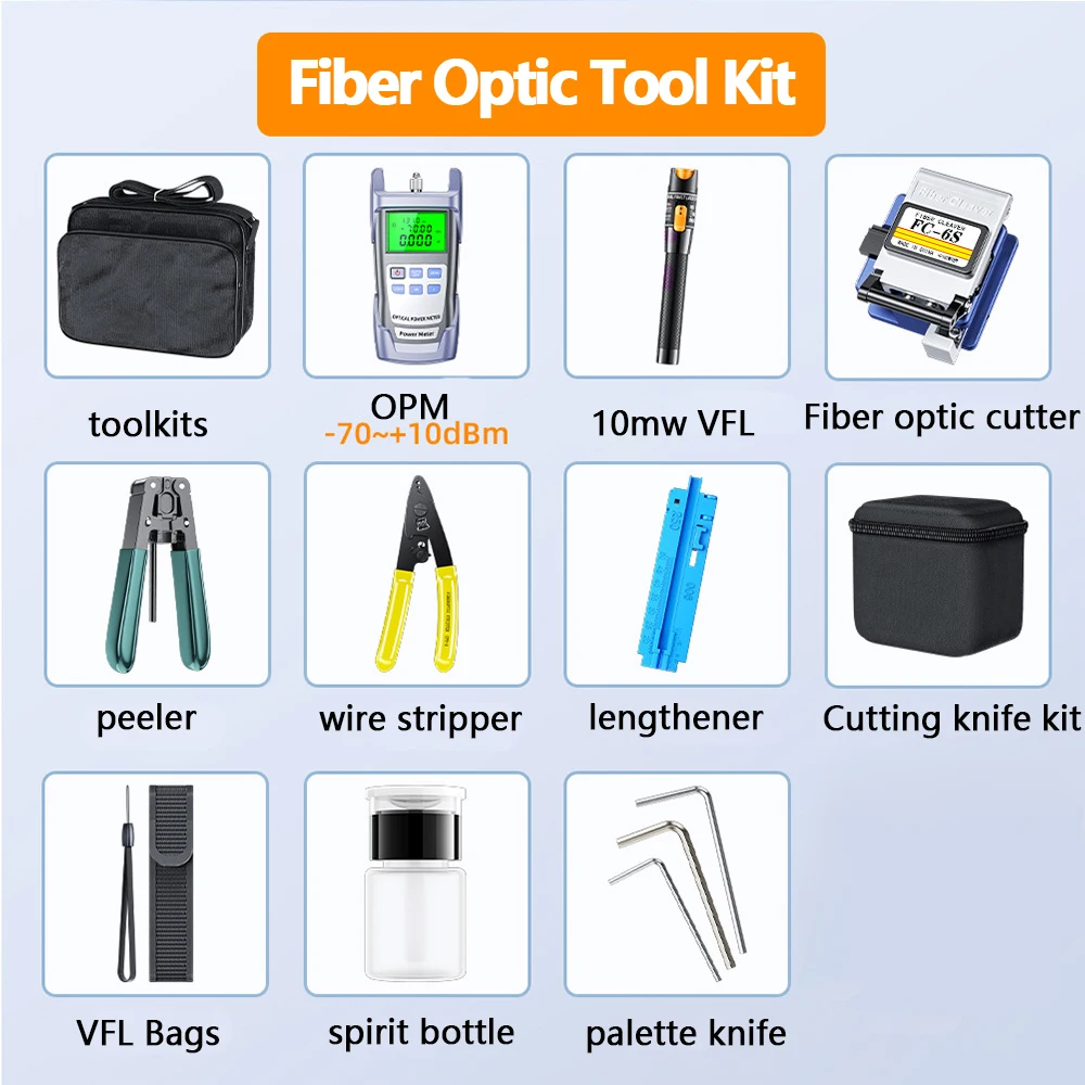 FTTH Glasfaser-Toolkit mit Glasfaser-Fibra-Optica-Leistungsmesser und 10 mW Visual Fault Locator FC-6S FTTH-Tool