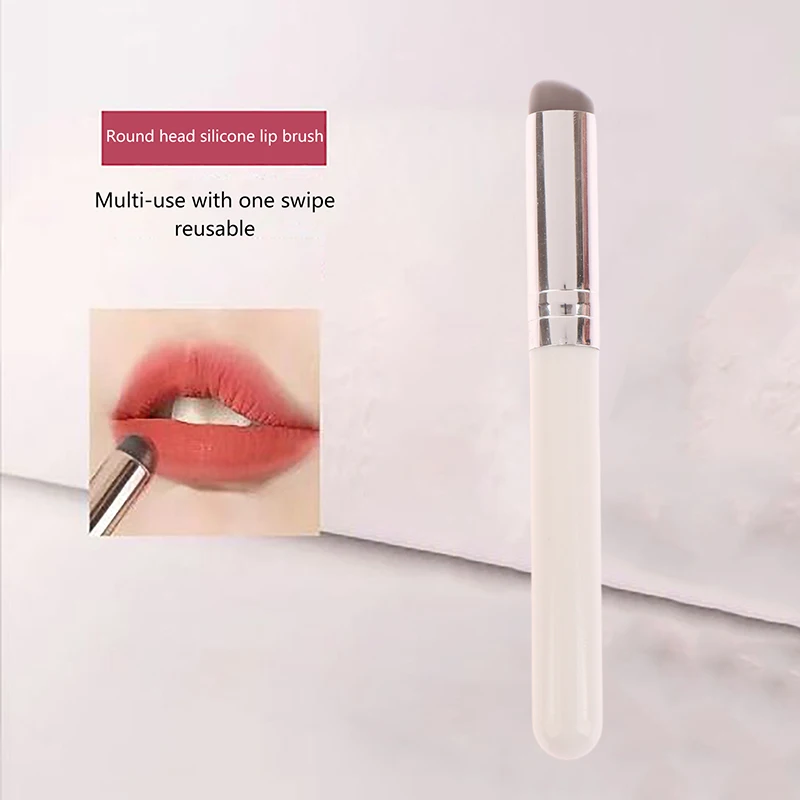 Q-pincel de silicona suave para labios, brocha portátil para lápiz labial, cabeza redonda, corrector en ángulo, como las puntas de los dedos, 1 ud.