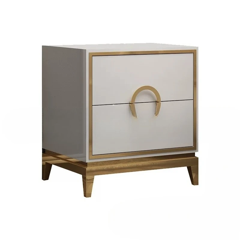 

Nordic solid wood stainless steel storage cabinet, simple bedside table