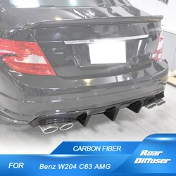Koolstofvezel Auto Achterbumper Diffuser Lip Spoiler voor Mercedes-Benz C-Klasse W204 C300 C63 AMG sedan Alleen 2008-2011