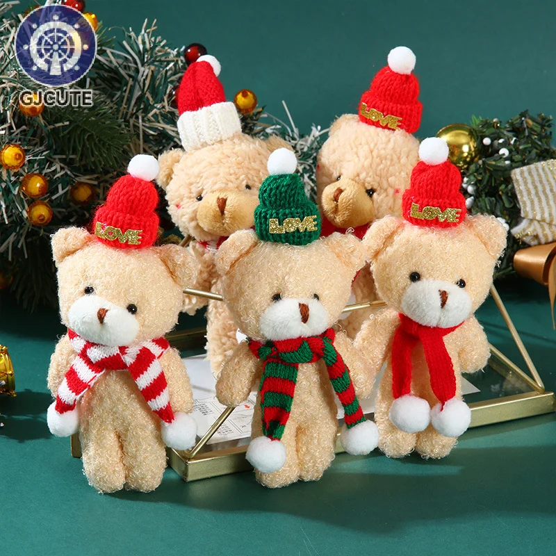 

Christmas Bear Plush Dolls Cute Teddy Bear Christmas Cushion Stuffed Toys Kawaii Bag Backpack Pendant Keychain Xmas Gifts