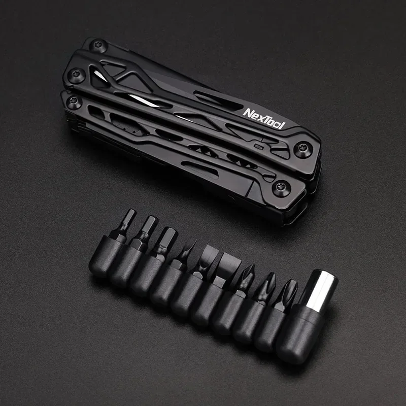 Imagem -03 - Nextool-black Knight Multi-function Camping Tools Faca de Sobrevivência ao ar Livre Alicate Dobrável Tesoura Mão Multitool Tool Kit 11 em 1