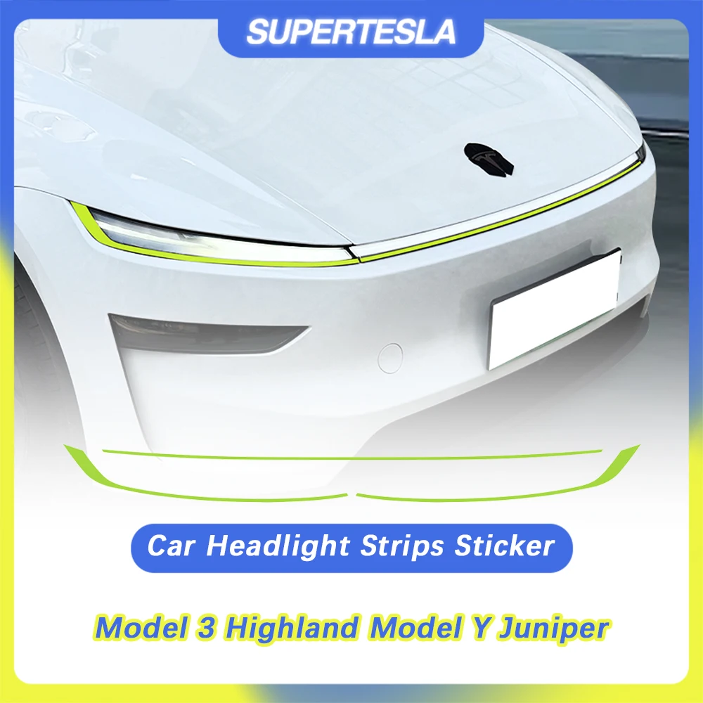 

Наклейки на полосы фар автомобиля для Tesla Model 3 Highland Model Y Juniper 2025, декоративная полоса, пленка для изменения цвета, внешние аксессуары