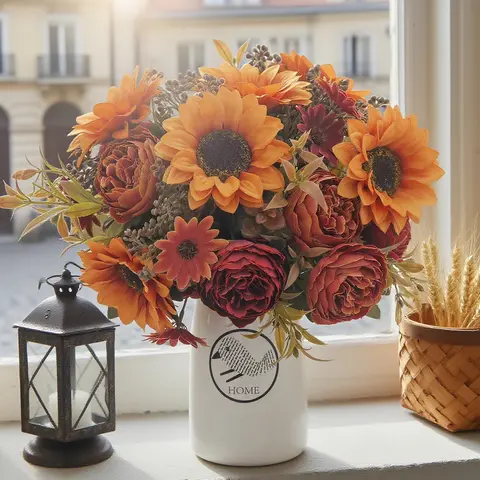 Peony Artificial Flowers Sunflowers Bridal Bouquet Silk Wedding Home Gift Outdoor Autumn Fall Decoration Spring Flowers Backdrop