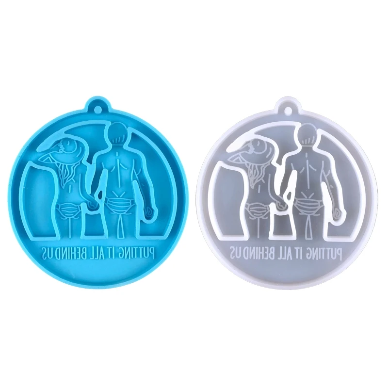

Valentine's Day Round Keychain Epoxy Resin Mold Handmade Hanging Pendant Decorations Silicone Mould DIY Crafts Drop shipping