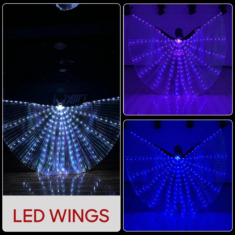 

White LED Butterfly Wings Accessory for Women Adult Belly Dance Stage Performance Carnival Practice Photographic Prop Accessoris