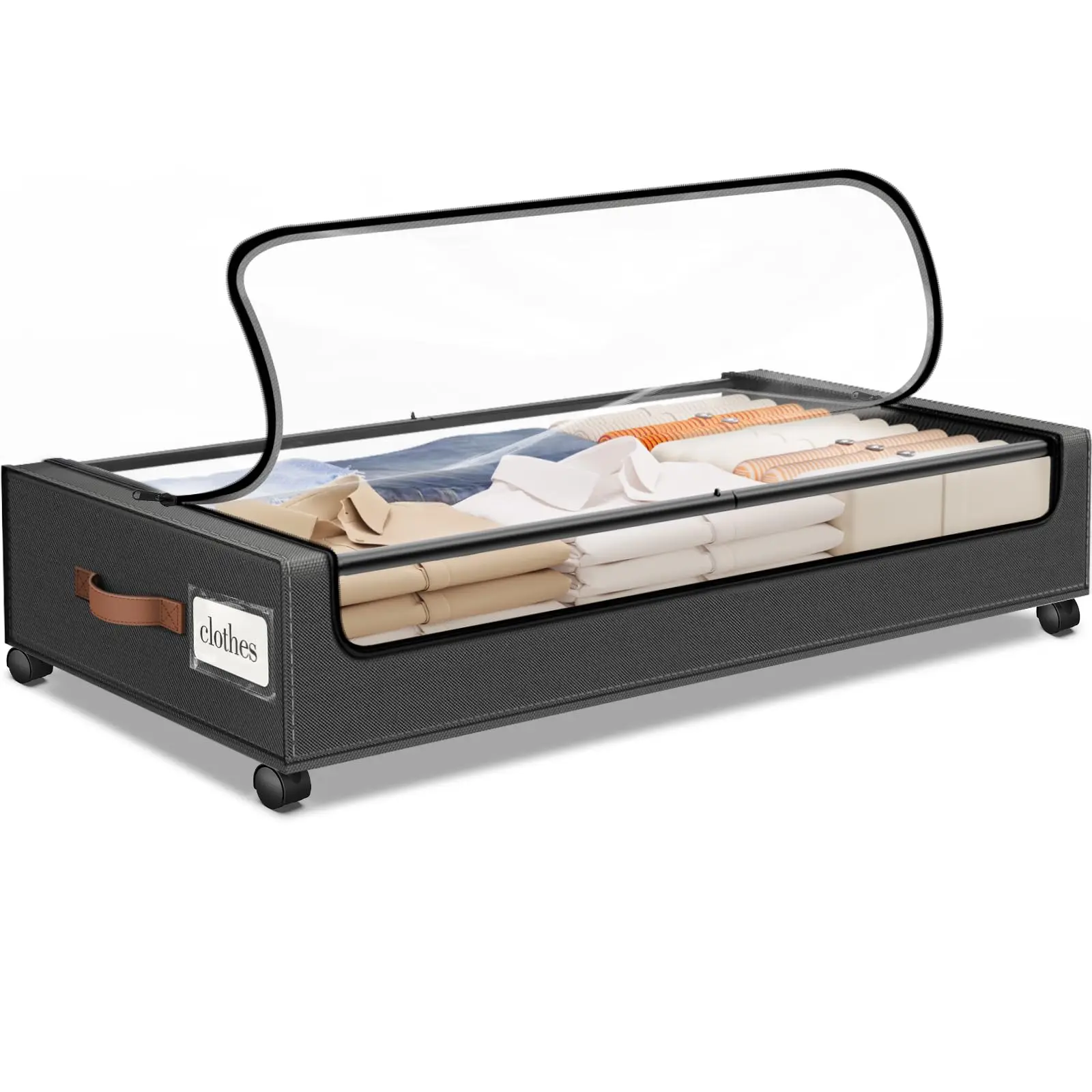 

Хранение под кроватью с колесами. 1 упаковка контейнеров для хранения с прозрачным окном и этикеткой. Ящики под кроватью. Хранение под кроватью на колесиках.