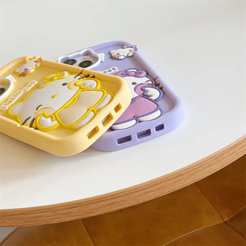 Mininstants Sanurgente-Étuis de téléphone en silicone pour filles, Hello Kittile, Mignon, Anime, Appliquer, Iphone1413Promax 1215, Anti-Chute, Jouets, Cadeau