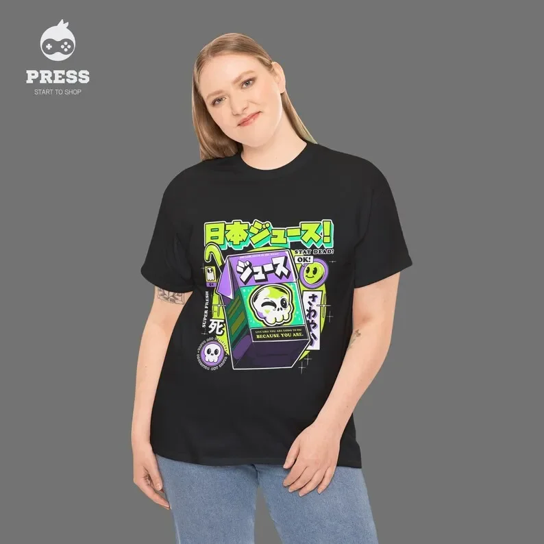 Japanese Juice Anime Design Tshirt - Heavy Cotton Tee- Japanese Juice Shirt -Anime Clothes -Anime Fans Gift