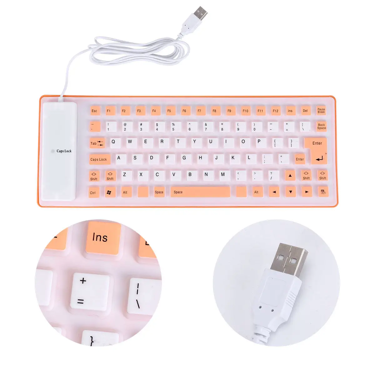 

85-Key Roll Up USB Wired Silicone Keyboard Fully Sealed Washable Disinfectable Silent Comfortable Portable for Office Travel