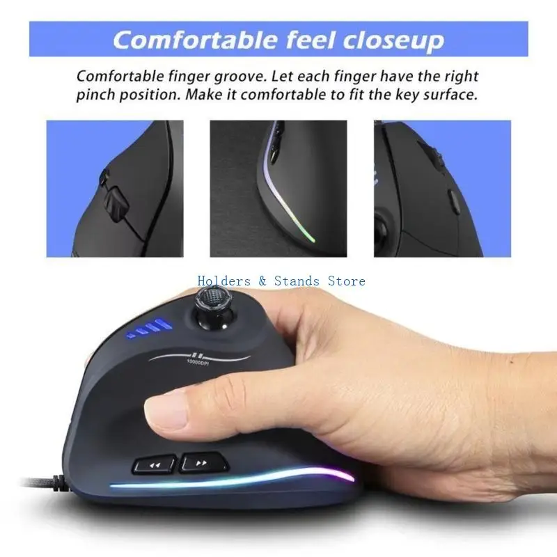 Y4UE Gaming Ergonycic Ergonycic мыши программируемых кнопок Регулируемые 10000DPI Перевеченные вертикальные игровые мыши для