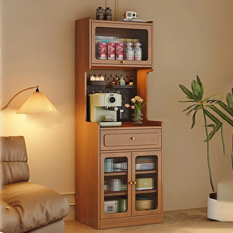 Restaurant solid wood side cabinet small apartment, storage with drawers against the wall solid wood narrow raised side cabinet