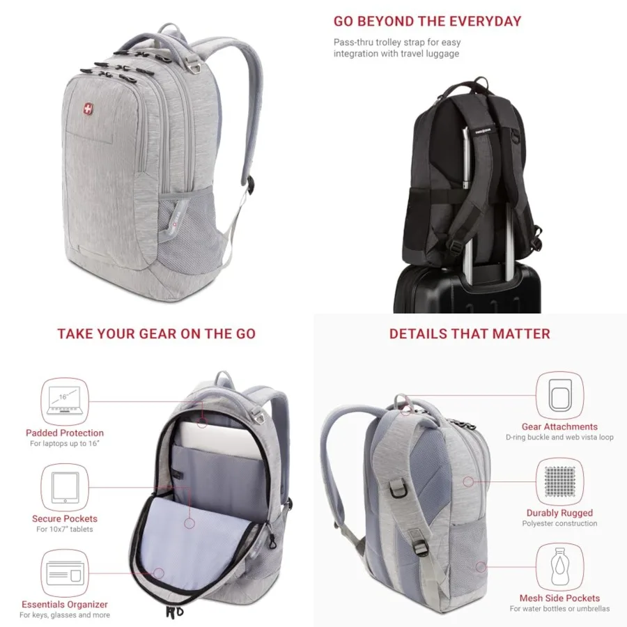 

Cecil Laptop Backpack Fits 16-Inch Laptop, Travel Daypack with Organizer Pockets, Water Bottle Holders and Padded Straps