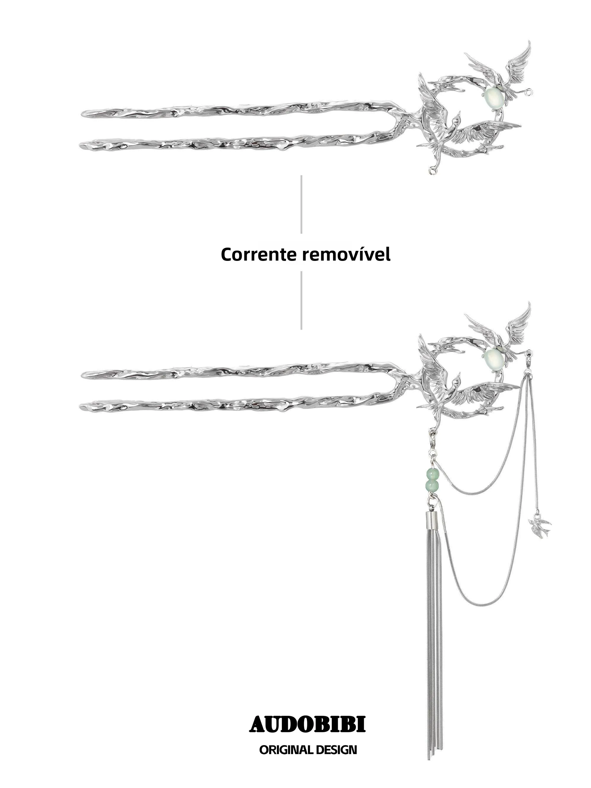 オリジナルデザインダブルプロングu字型タッセル取り外し可能なヘアピンミニマリストコールドスタイル合金ヘアピンファッショナブルなヘアアクセサリー