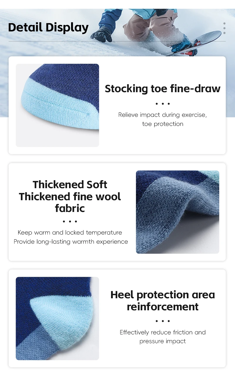 WEST BIKING Thermosocken aus Merinowolle für Jungen und Mädchen, feuchtigkeitsableitend, verdickt, warm, Ski, Wandern, Dämpfung, Kompressions-Sportsocken – Detail 14