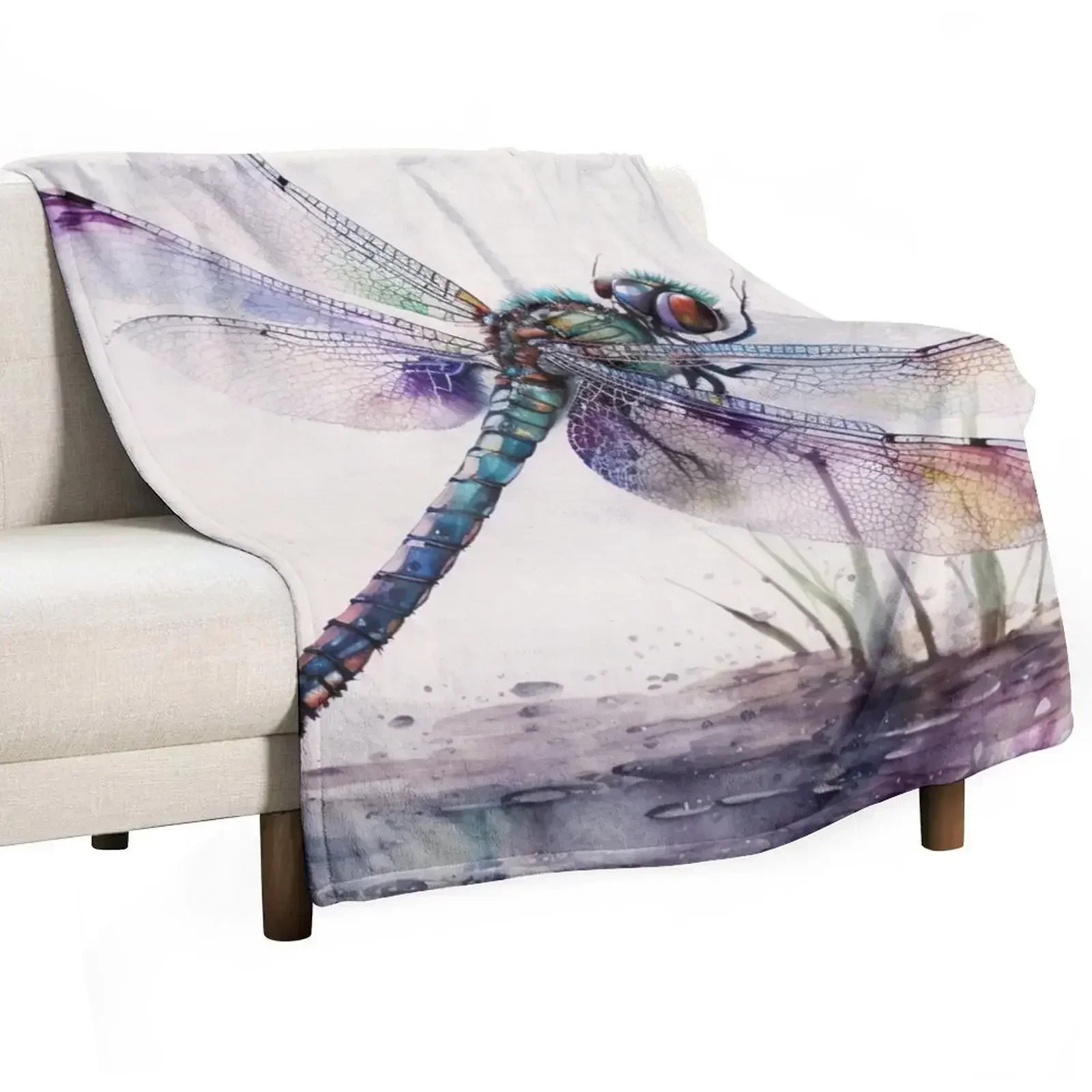 

Dragonfly watercolour painting 2 Throw Blanket for sofa Winter beds Luxury Blankets