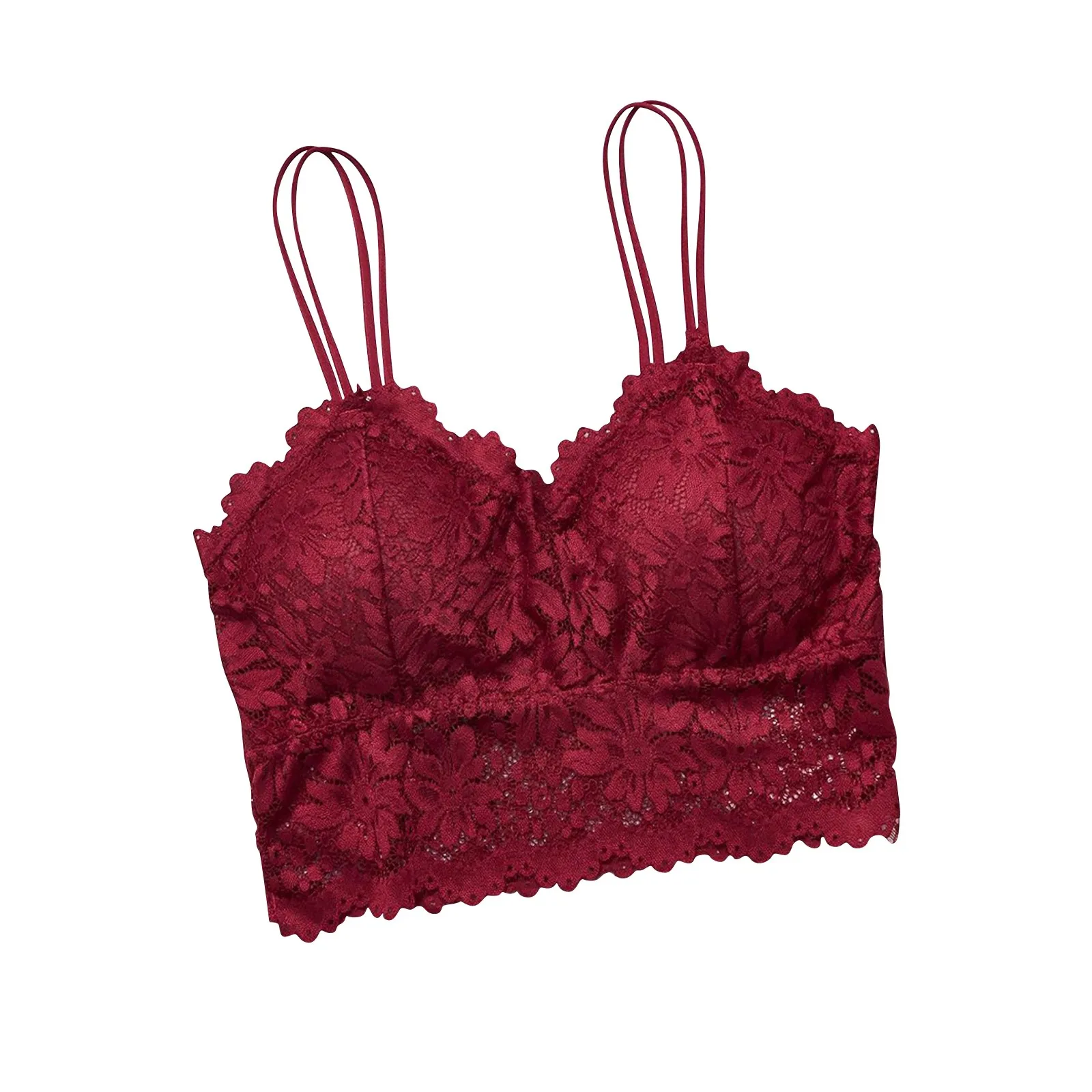 Dámské pohodlné sexy krajkové podvazkové braletky s polštářem omotaným kolem hrudníku, bezdrátové, jednobarevné, nové spodní prádlo - náhled 3