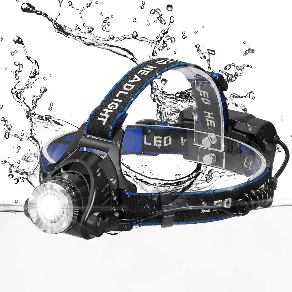 ไฟฉายคาดศีรษะ LED สว่างพิเศษสำหรับตกปลา, ไฟสำหรับตั้งแคมป์, 3 โหมดแสงสว่าง, รองรับการซูมแบบยืดหดได้_อัปเดตอย่างต่อเนื่อง