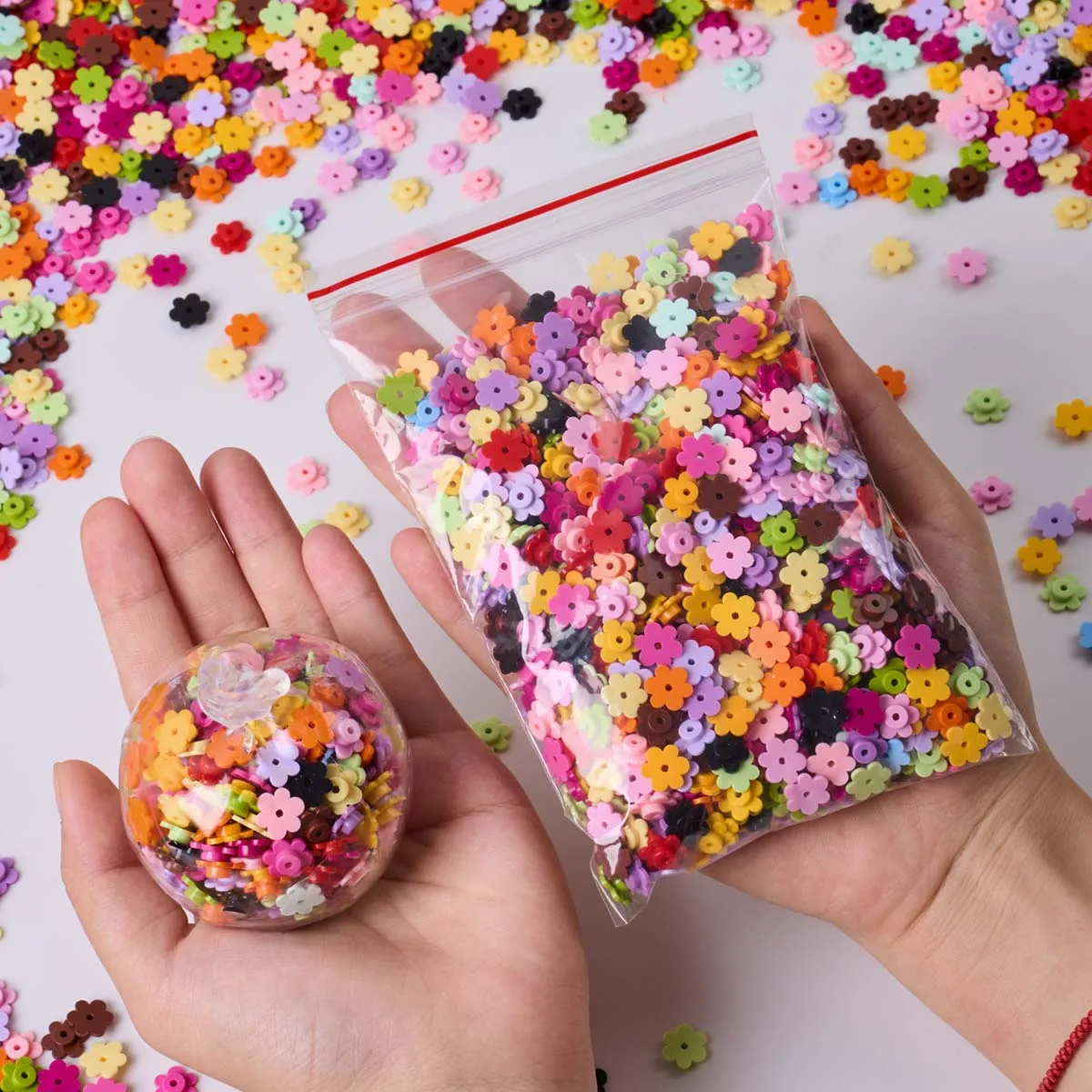 100g Colorful Small Flower  Filler for DIY Squishy Bobo Ball Plug Beads Squeeze Toy Stuffing Handmade Stress Relief Craft Access