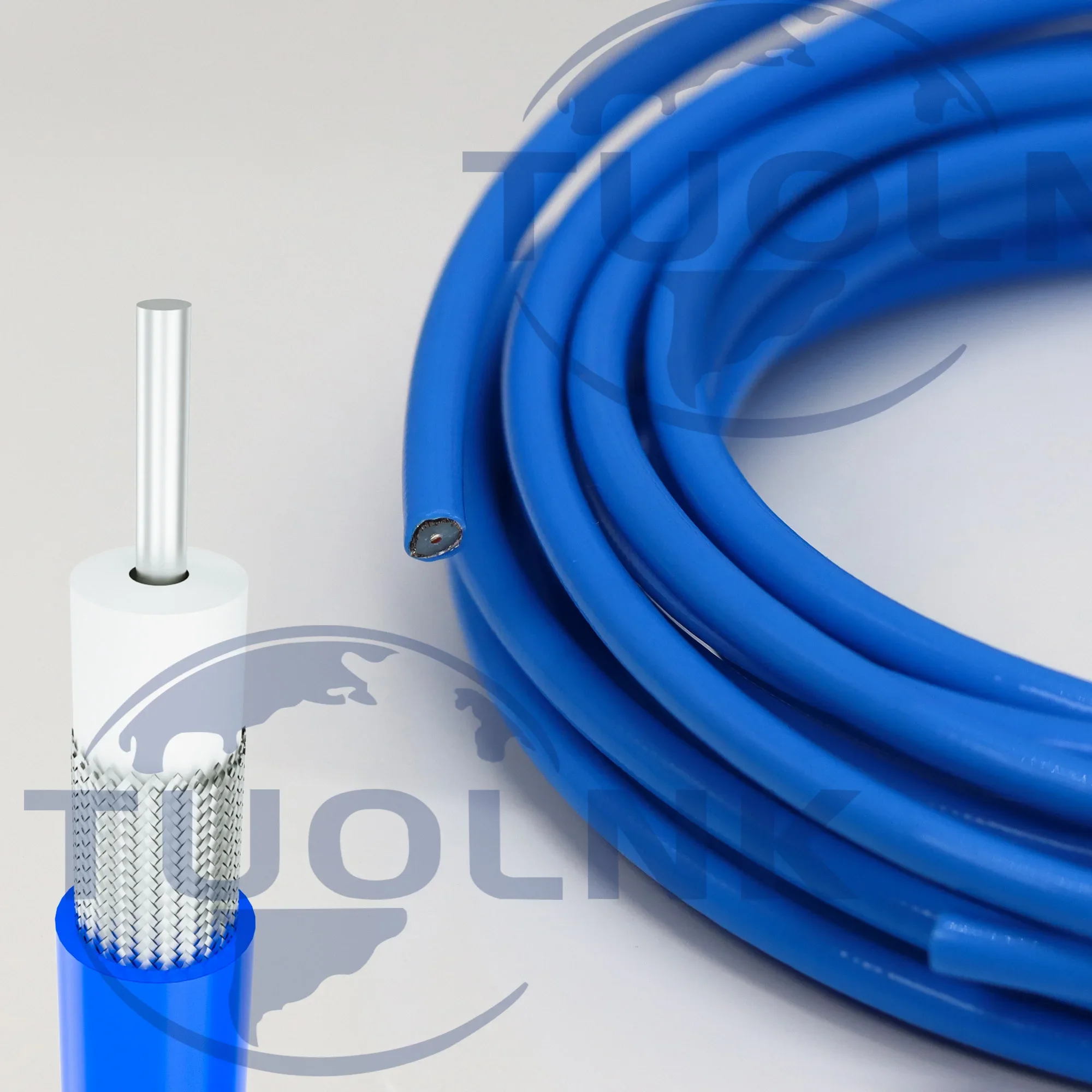 Cable coaxial RG402 Cable coaxial semiflexible de 50 ohmios con tubo de cobre estañado Chaqueta FEP azul 0.141 Cable flexible semirrígido