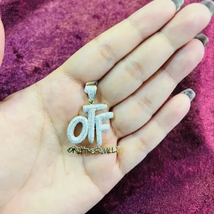 Gold Color OTF Only The Family Pendant Hip Hop Mini Small Sized Men Boy Charm CZ Cubic Zirconia Iced Out Bling Necklace Jewelry