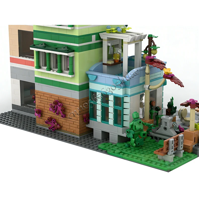 953 PCS 하우스 스트리트 하트레이크 아파트 및 상점 MOC 맞춤형 모듈식 블록 교육용 DIY 소년 조립 장난감 선물