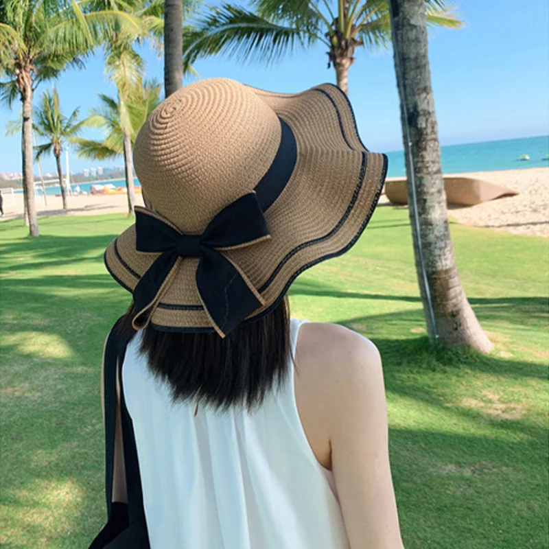 Sunscreen Hat for Women Summer Fashion Beach Straw Hat Sunshade Hat with Large Brim Anti Ultraviolet Breathable Sun Hat