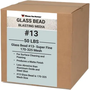 Glass Bead #13 Sand Blasting Media - Finest Size - 170-325 Mesh - Glass Bead Media for Sandblasting 50lbs