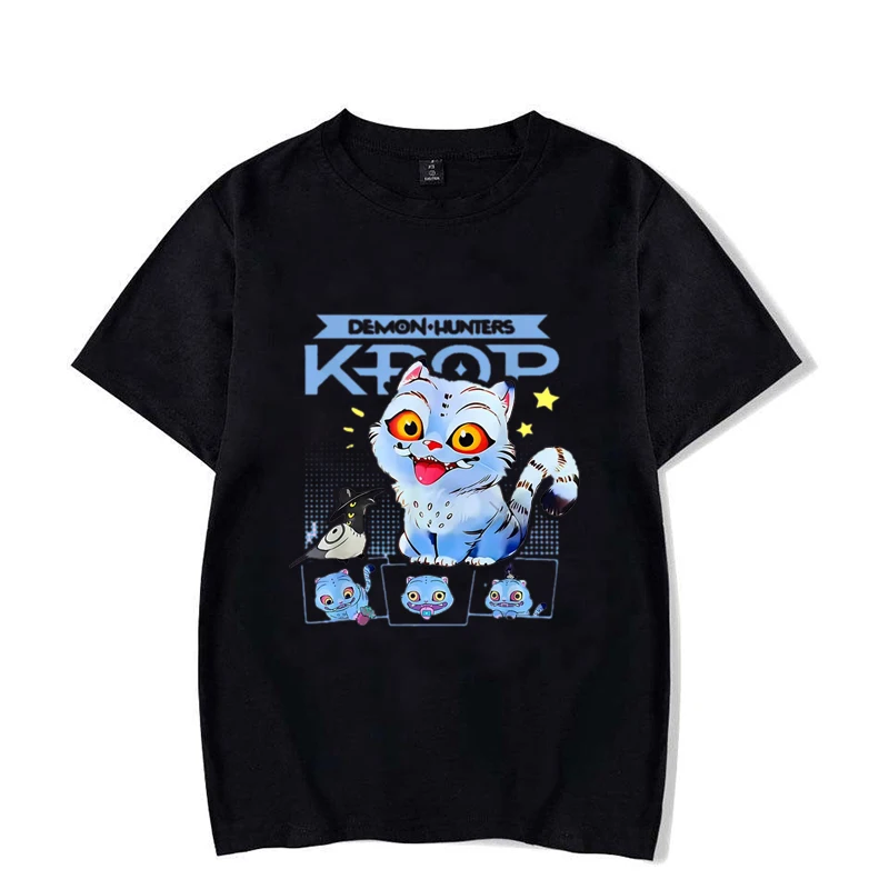 حار Kpop شيطان هنتر تي شيرت صيف جديد لطيف النمر طباعة تنفس تي شيرت الرجال والنساء الجولة الرقبة بلايز لينة عادية