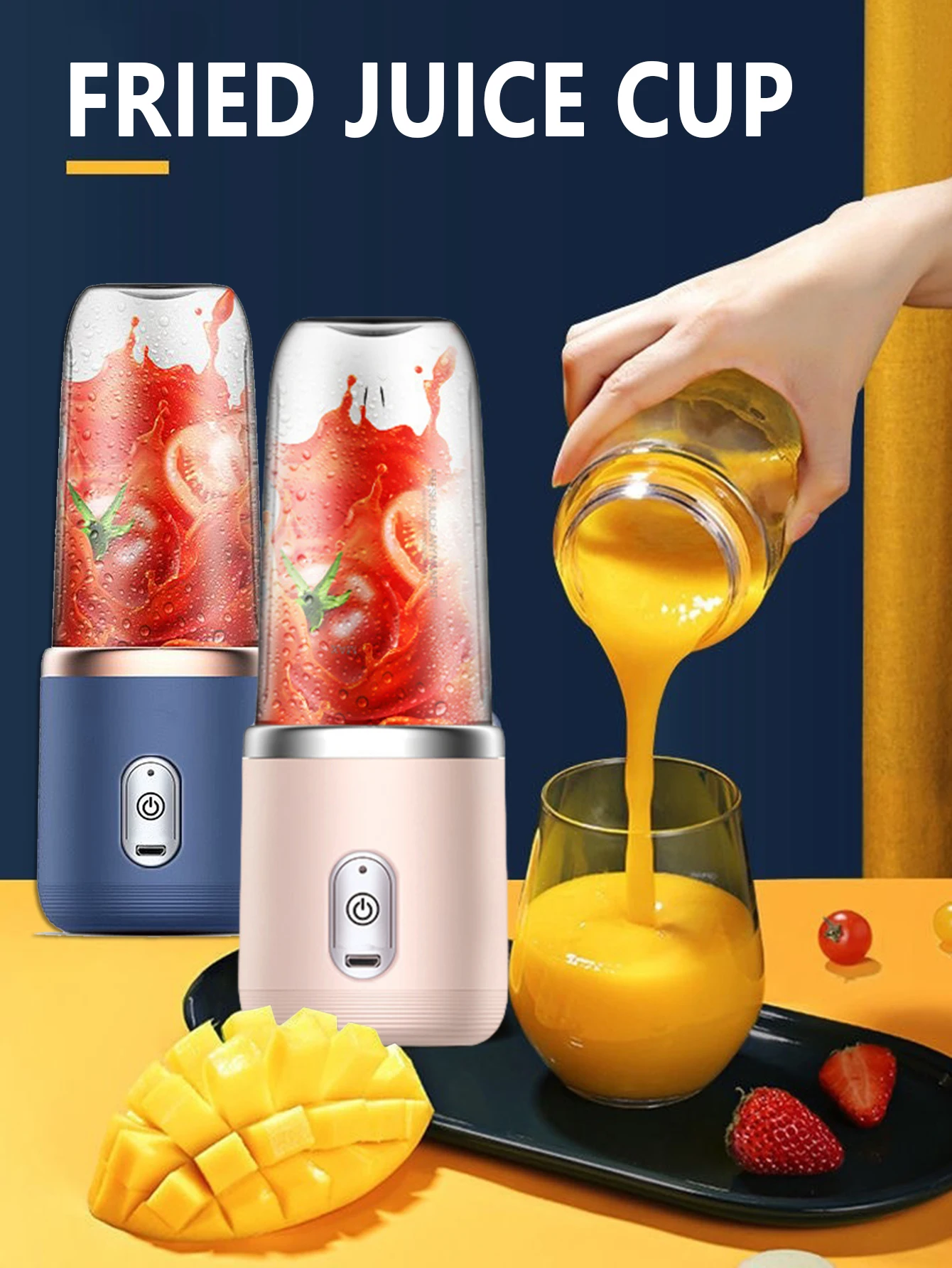 6 Blades USB Portable Juicer, Juicer Juice Cup Automatic Small Electric Juicer Smoothie Blender Ice Crumbler With Drinking Cup