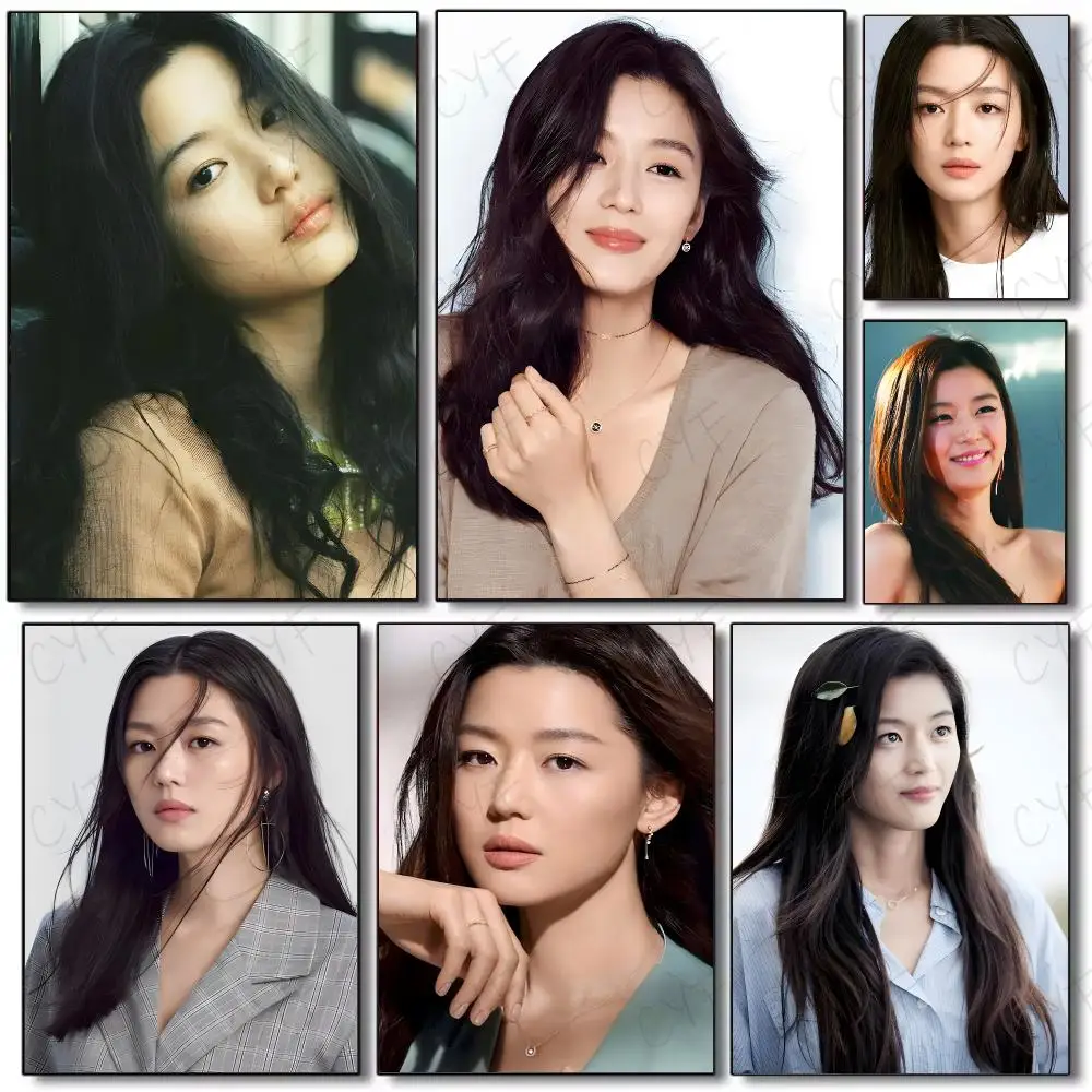 Korean Beautiful Actress Star G-Gianna Jun Poster Painting Wall Art Mural for Living Room Home Decor and Gifts