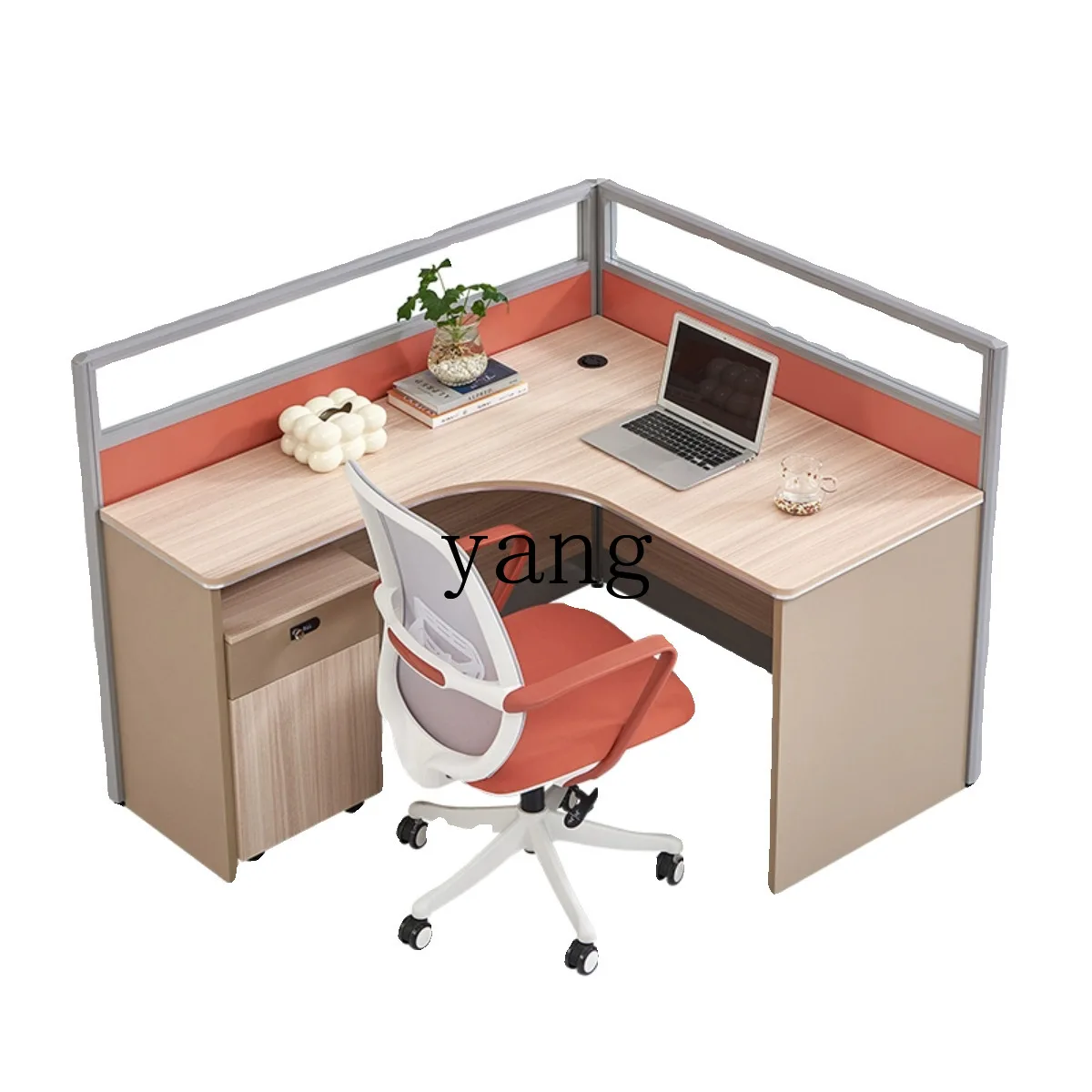 LMM countertop large workstation office staff screen card space double 4 person computer work desk