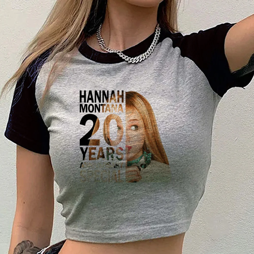 Hannah Montana crop top female party vintage manga kawaii y2k top tees gyaru party cutecore
