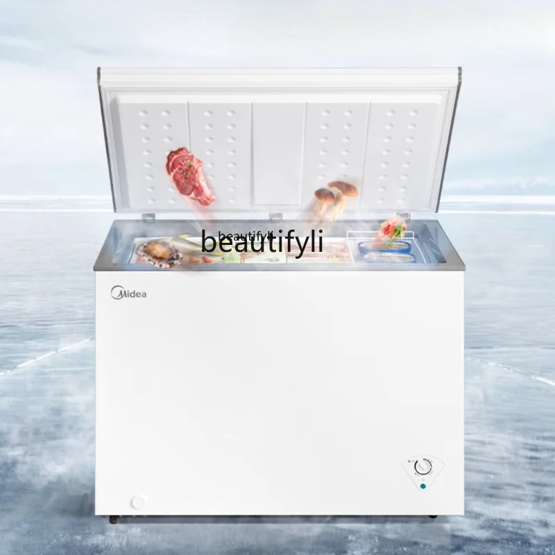 Household and Commercial Dual-Use Horizontal Freezer, Full Freezing, Energy Saving, Fresh-Keeping, Stocking Refrigerator