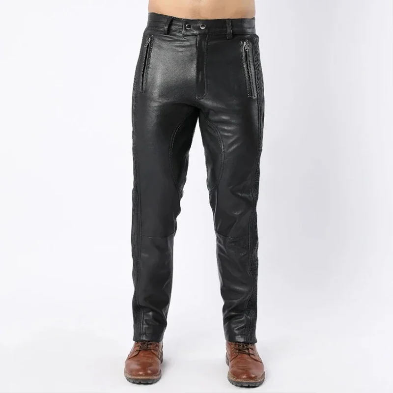 

Men's Low Waist PU Stretch Tight Trousers Matte Leather Motorcycle Pants Party Man Multi-Pocket Pants Custom Nightclub Costume