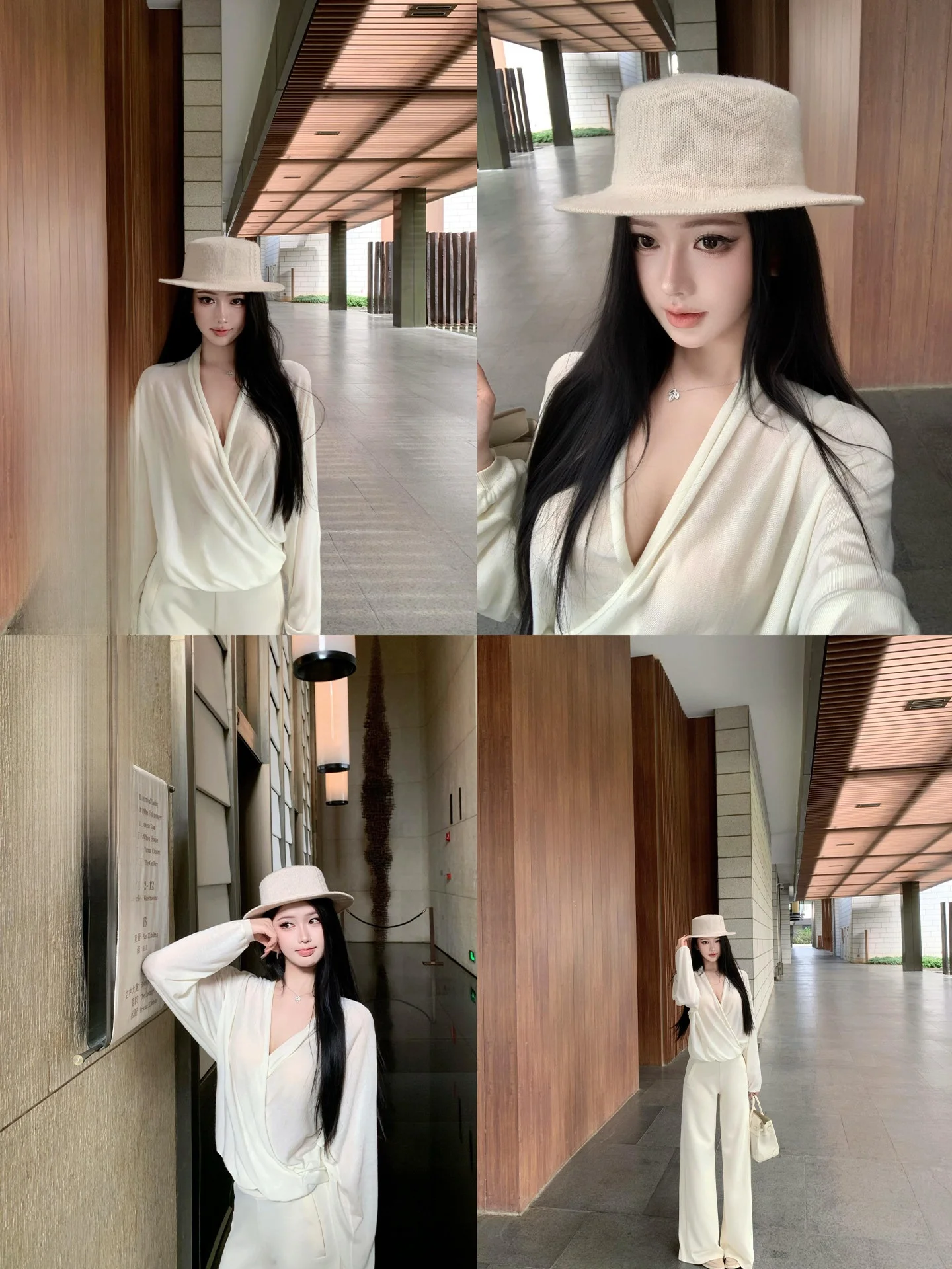 

JAYKY YANG Soft ternoon 00% Lyocell Pleated V-ne Loose Skin-friendly Long Sve T-irt Casual Sle Women's Top