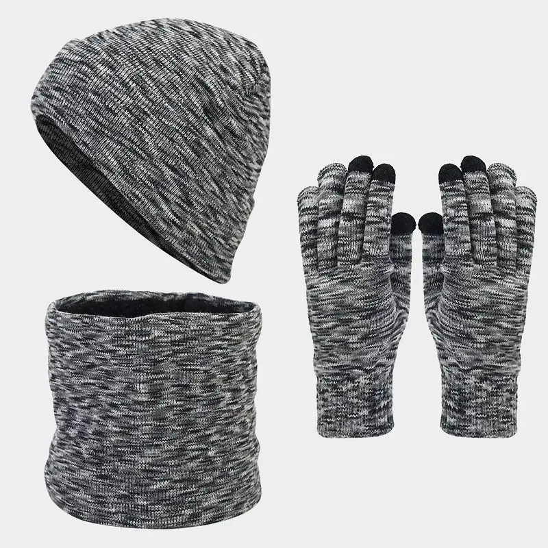 Fashion Hot New Dye Knitted hat Neck And Gloves three-piece men's And women's Cashmere Warm And Cold Suit